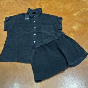 Nwt Heyson Black washed Button-Up Shirt and Shorts Set. Size 1x